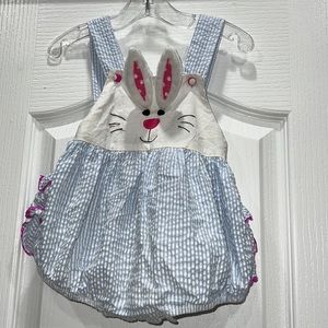 Lil Cactus Spring Easter 🐰 Romper Seersucker Bunny Size 18-24 Months